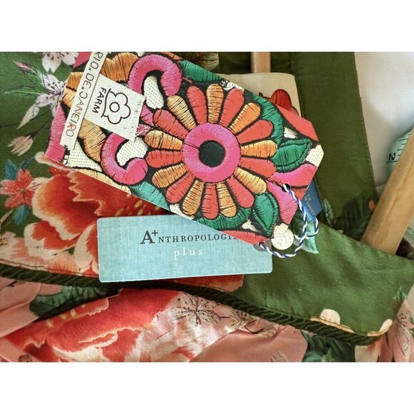 Farm Rio Long Sleeve Green Floral Dress 1X NWT Elinor Tunic Ruffle Short Flowy - Picture 10 of 15